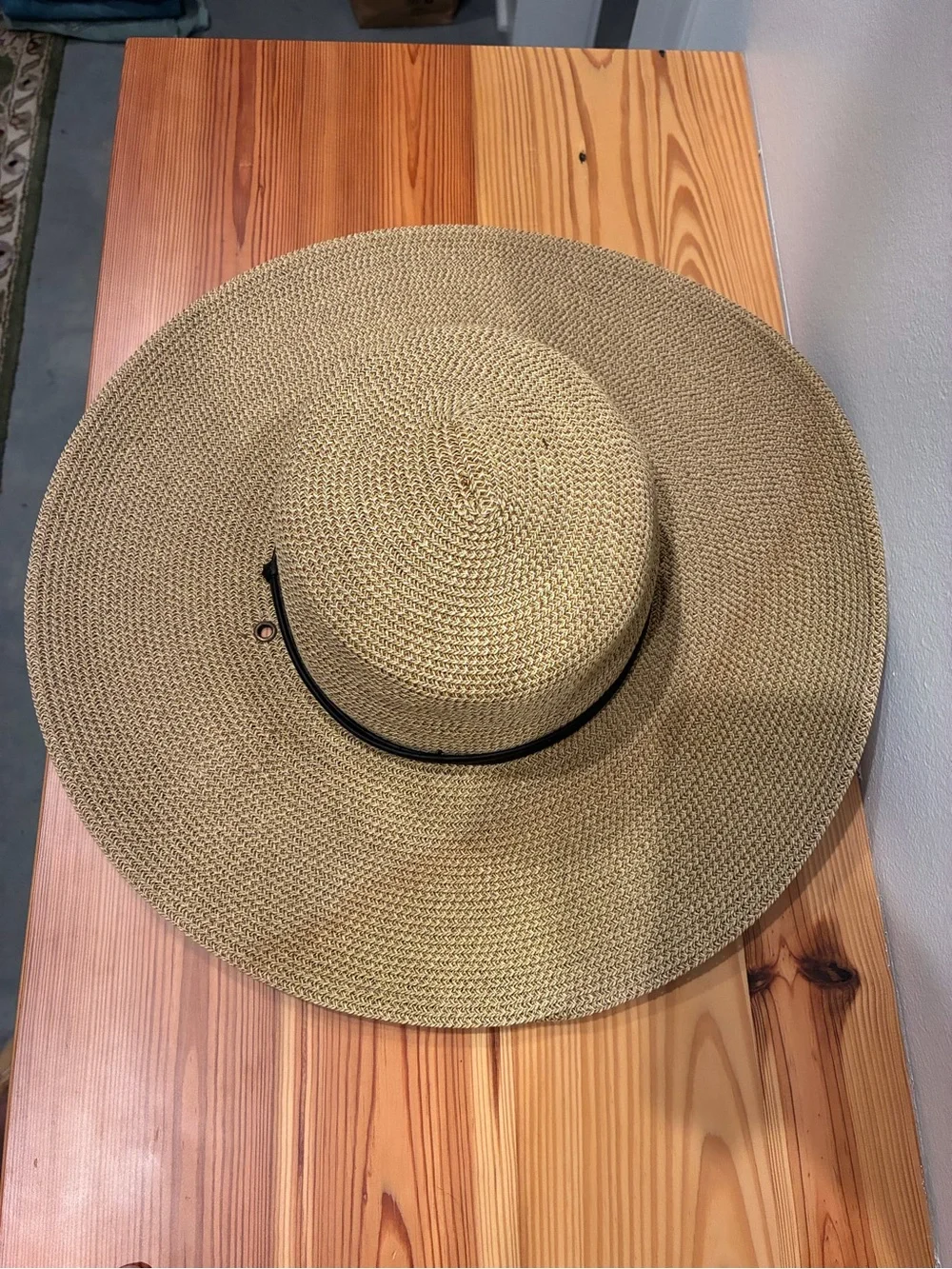 Men's Straw Tan Fedora Hat with Black Band Accent
